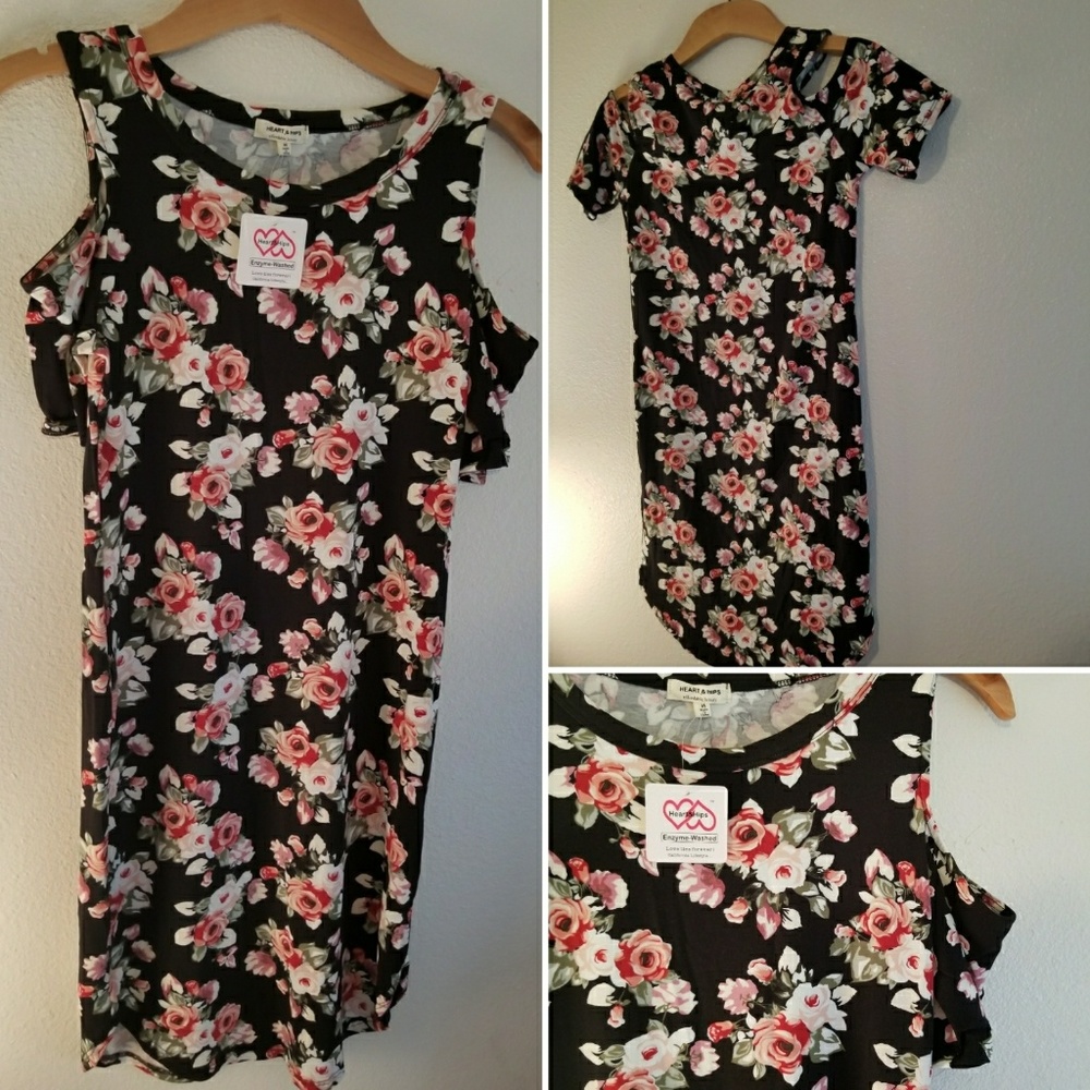 NWT* Floral Cold Shoulder Dress* - Picture 4 of 4